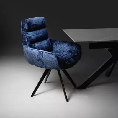 Otto Chenille Fabric Dining Chair - Navy